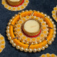 Festive Yellow Red Decorative Diya Set of 5