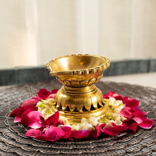 Traditional Brass Diya for Pooja