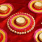 Festive Red Pink Yellow Diya Rangoli Set of 5