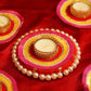 Festive Red Pink Yellow Diya Rangoli Set of 5