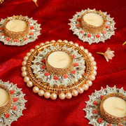 Festive Floral Diya Rangoli Set of 5