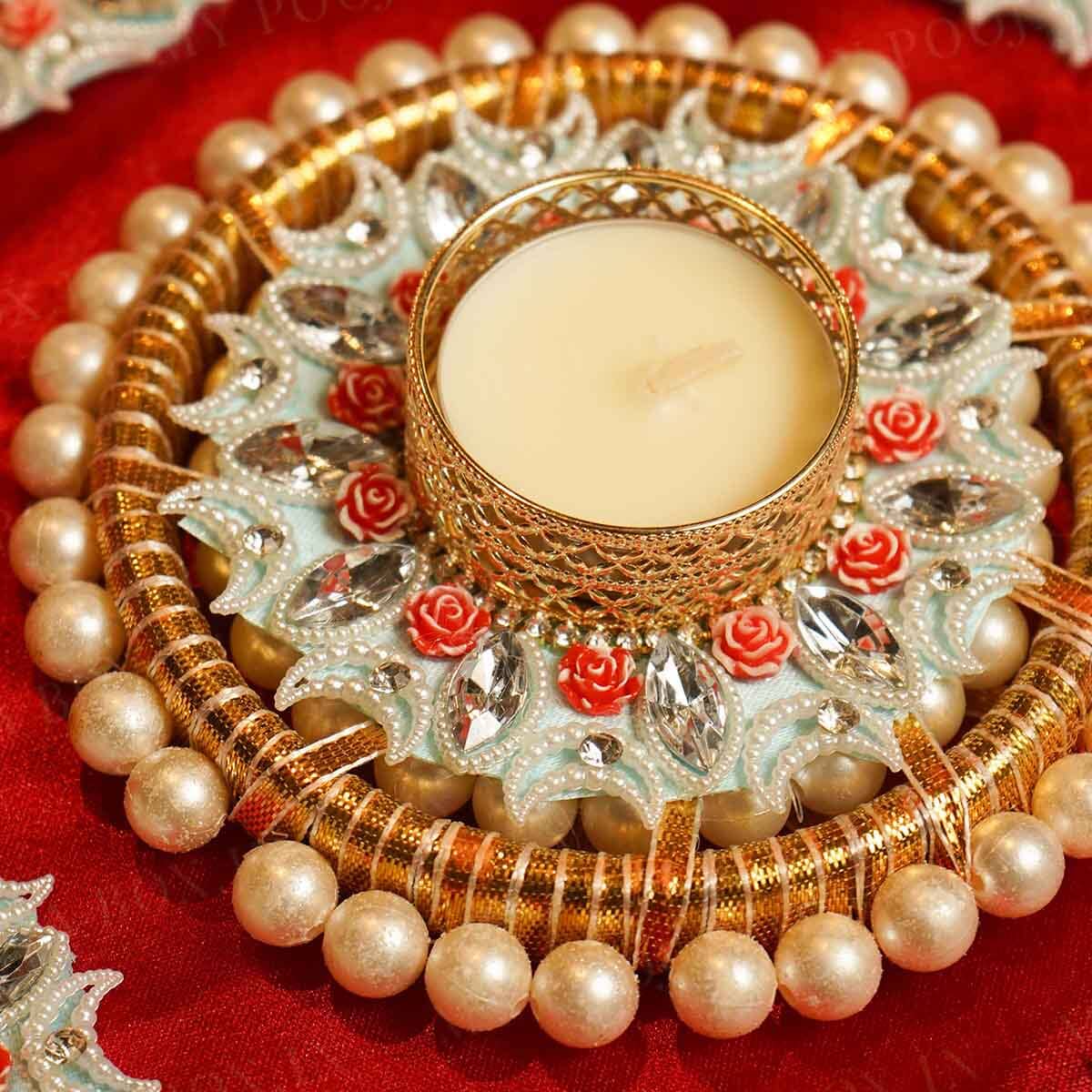 Festive Floral Diya Rangoli Set of 5