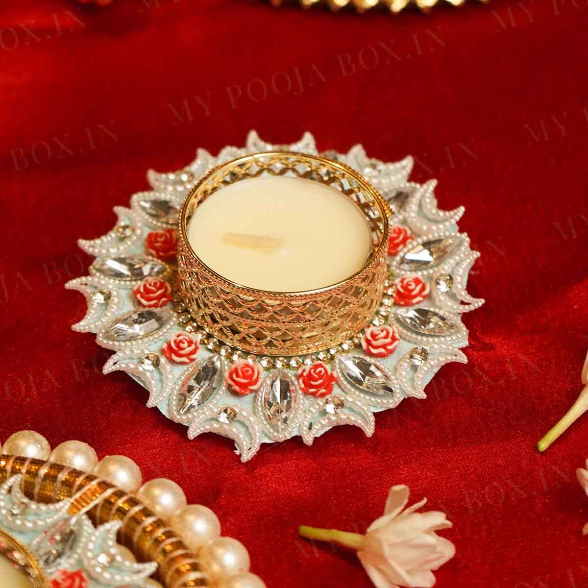 Festive Floral Diya Rangoli Set of 5