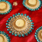 Festive Blue Beaded Decorative Diya Set of 5