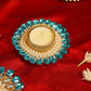 Festive Blue Beaded Decorative Diya Set of 5