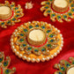 Festive Peacock Decorative Diya Rangoli Set of 5