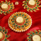 Festive Peacock Decorative Diya Rangoli Set of 5