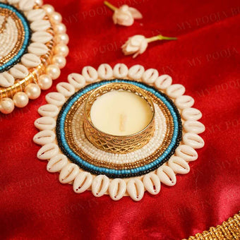 Festive Blue Evil Eye Decorative Diya Rangoli Set of 5