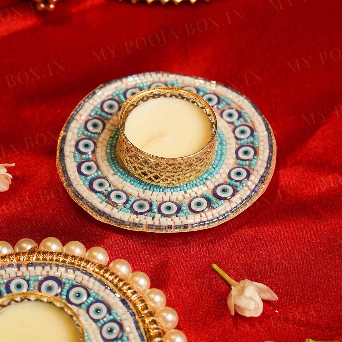 Blue Evil Eye Decorative Diya Rangoli Set of 5
