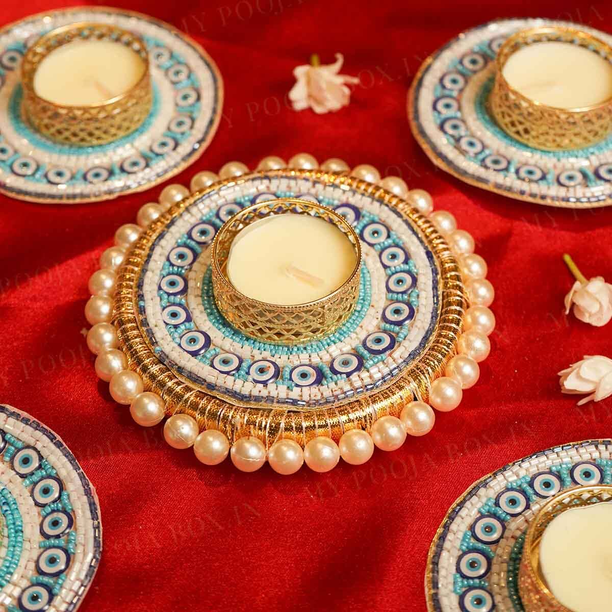 Blue Evil Eye Decorative Diya Rangoli Set of 5