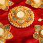 Festive Orange Mirrored Diya Rangoli Set of 5