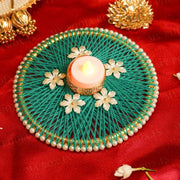 Handcrafted Green Floral T-light Holder