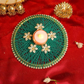 Handcrafted Green Floral T-light Holder
