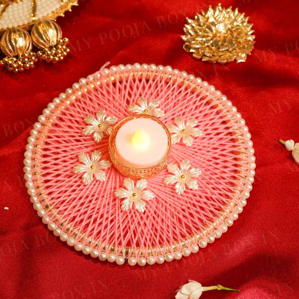 Handcrafted Pink Floral T-light Holder