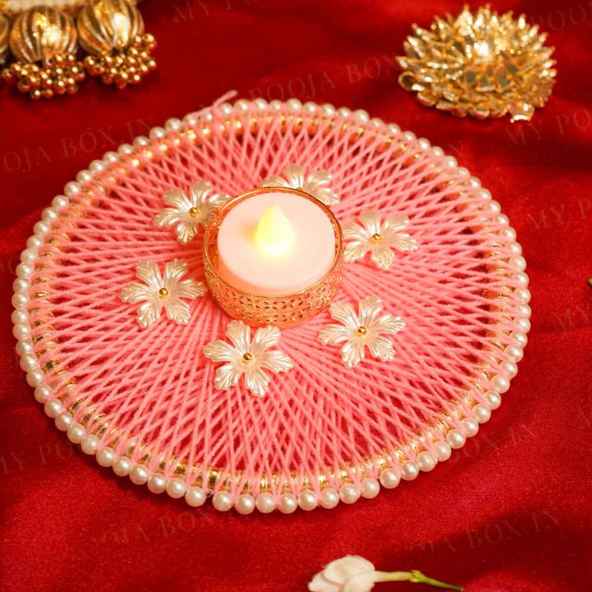 Handcrafted Pink Floral T-light Holder