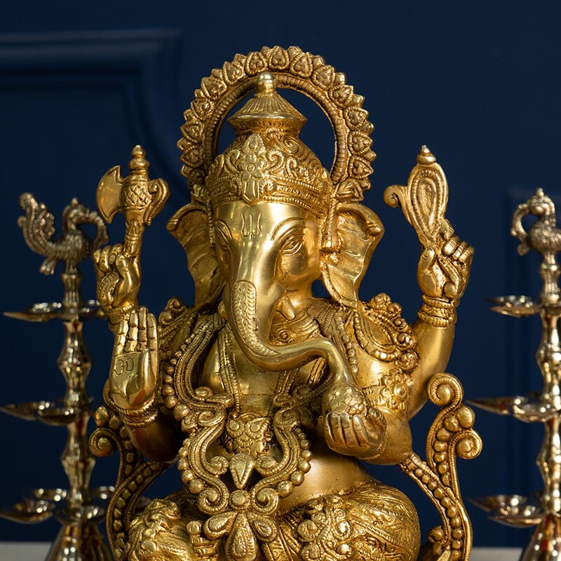 Brass Lotus Ganesha