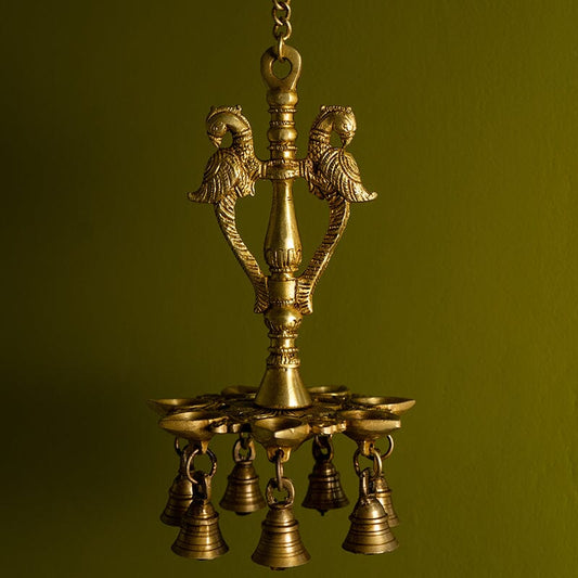 Antique Brass Parrot Hanging Diya