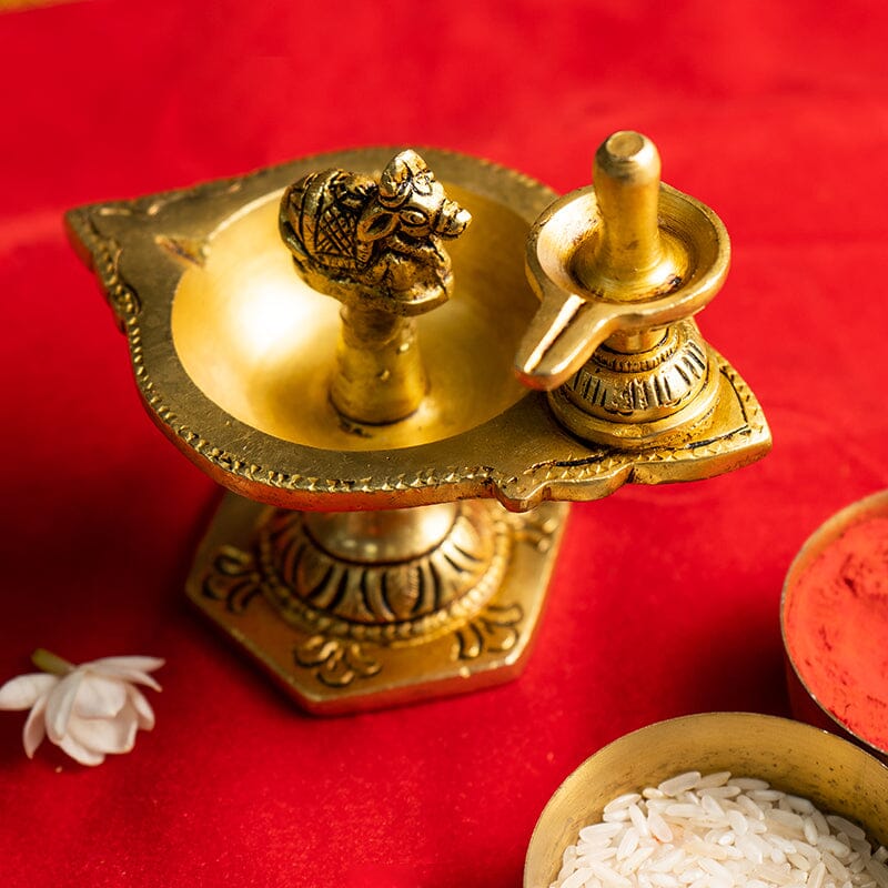 Shivling Brass Diya for Pooja