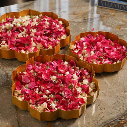 Yellow And Gold Metal Lotus Urli