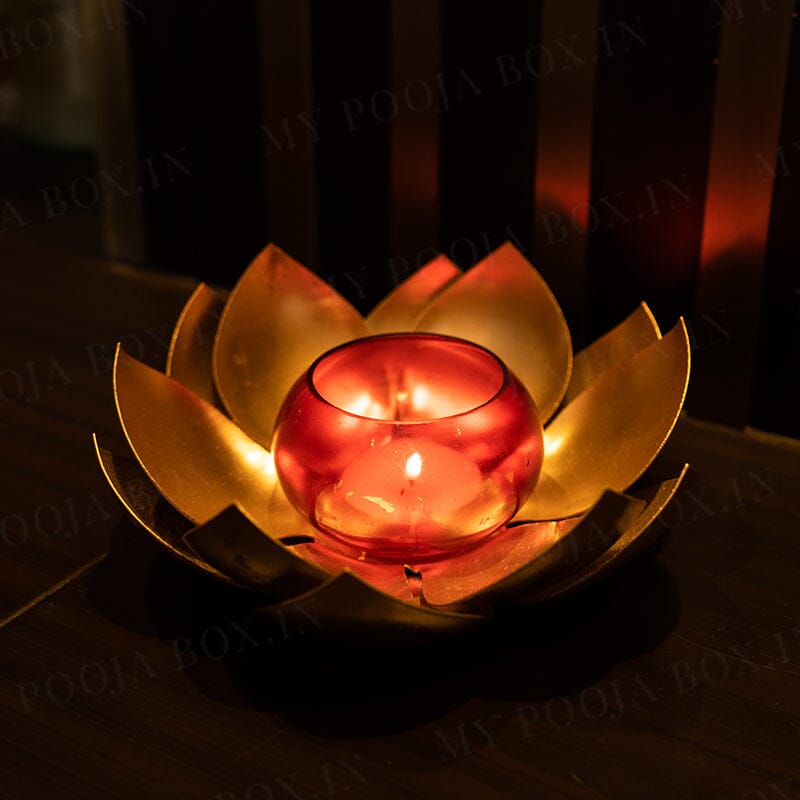 Handcrafted Lotus T-Light Candle Holder