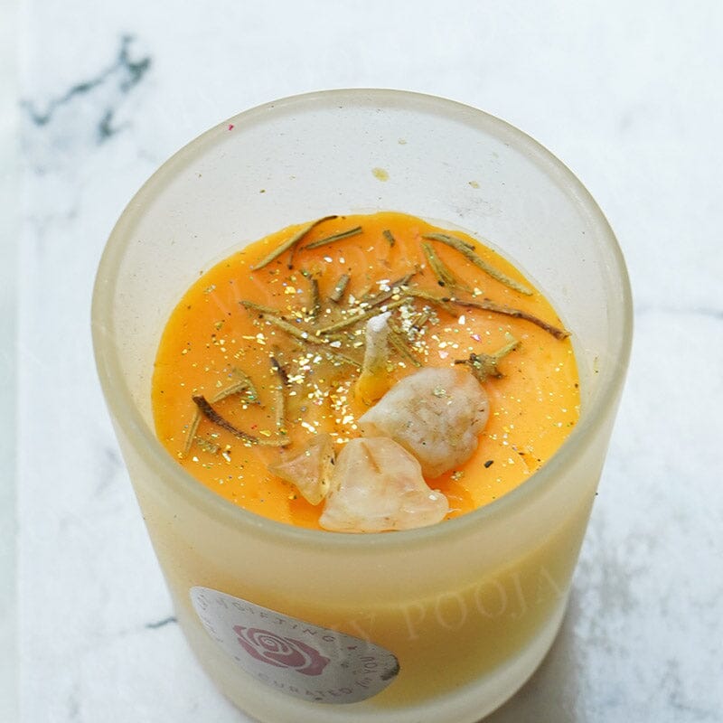 Citrine Patcholi Natural Healing Crystal Candle