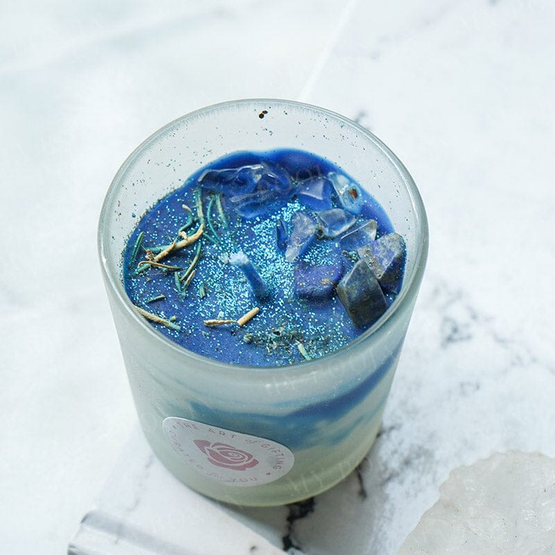 Throat Chakra Natural Healing Crystal Candle
