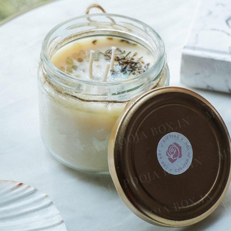 Positive Vibes Crystal Energy Candle - Made With Aquamarine