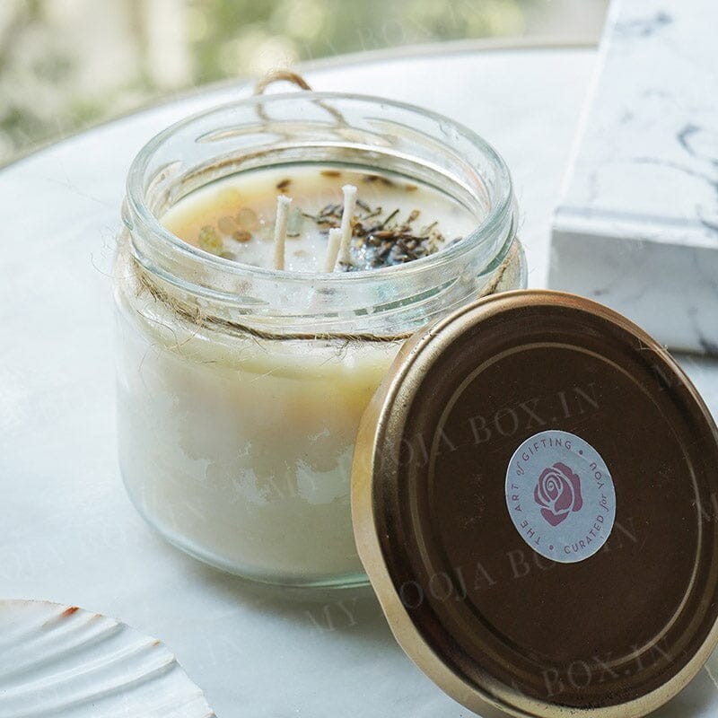 Positive Vibes Crystal Energy Candle - Made With Aquamarine