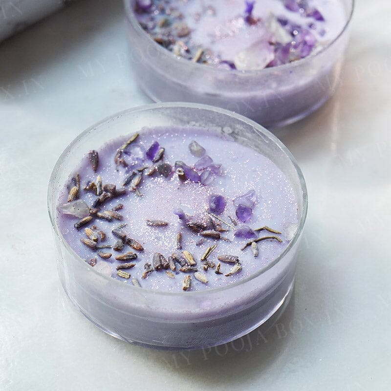 Amethyst Lavender Crystal Aromatherapy Palm Candles (Set of 2)