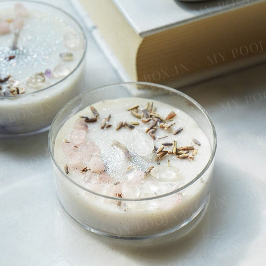 Rose & Clear Quartz Patchouli Crystal Aromatherapy Palm Candles (Set of 2)