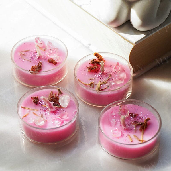 Clear Quartz Vanilla Crystal Aromatherapy Candles (Set of 4)