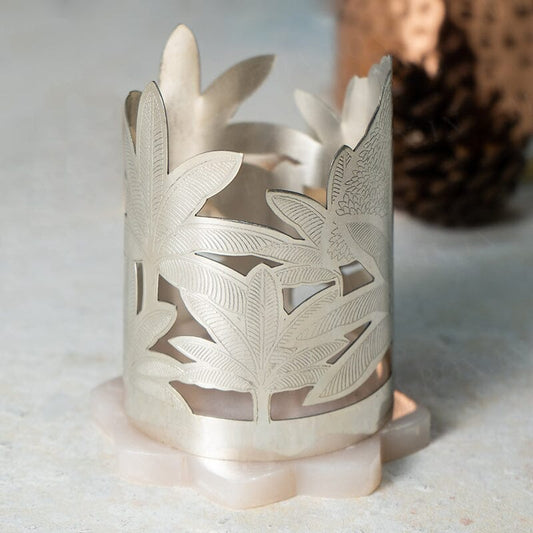 Silver Plated Leaf Tea Light Candle Holder