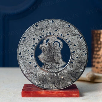 Radha Krishna Silver Tea Light Holder