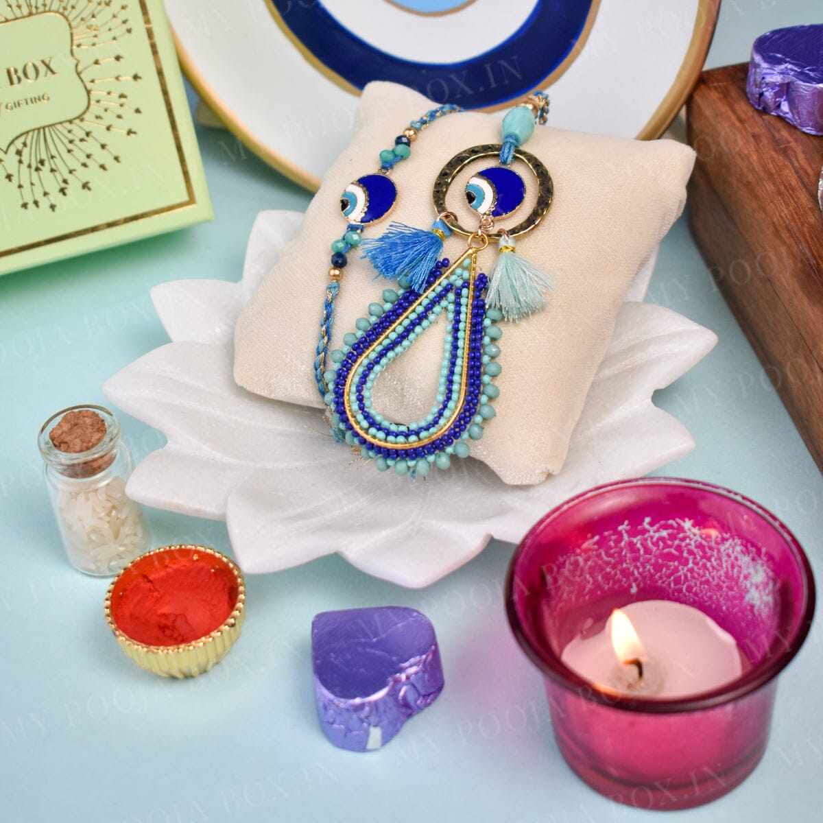 Evil Eye Teardrop Bhaiya Bhabhi Rakhi