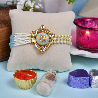 Ocean Blue Meena Crystal Bhaiya Bhabhi Rakhi