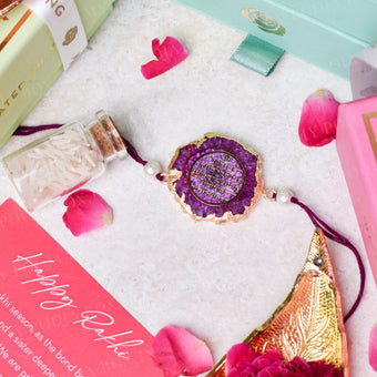 Gayatri Mantra Pink Agate Stone Rakhi