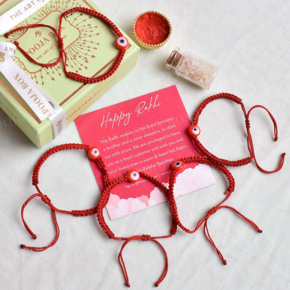 Red Defender Evil Eye Rakhi