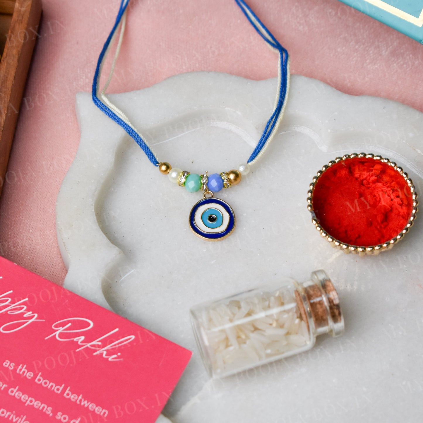 Evil Eye Blossom Charm Bhaiya Bhabhi Rakhi