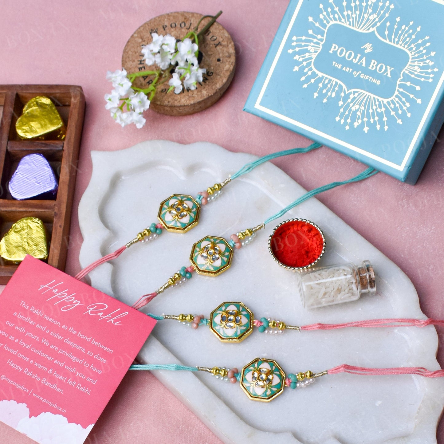 Traditional Meenakari Blue Beaded Rakhi
