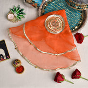 Orange Gota Patti Thali Cover