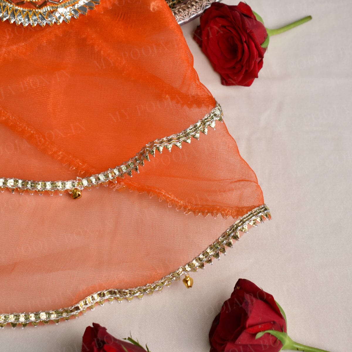 Orange Gota Patti Thali Cover