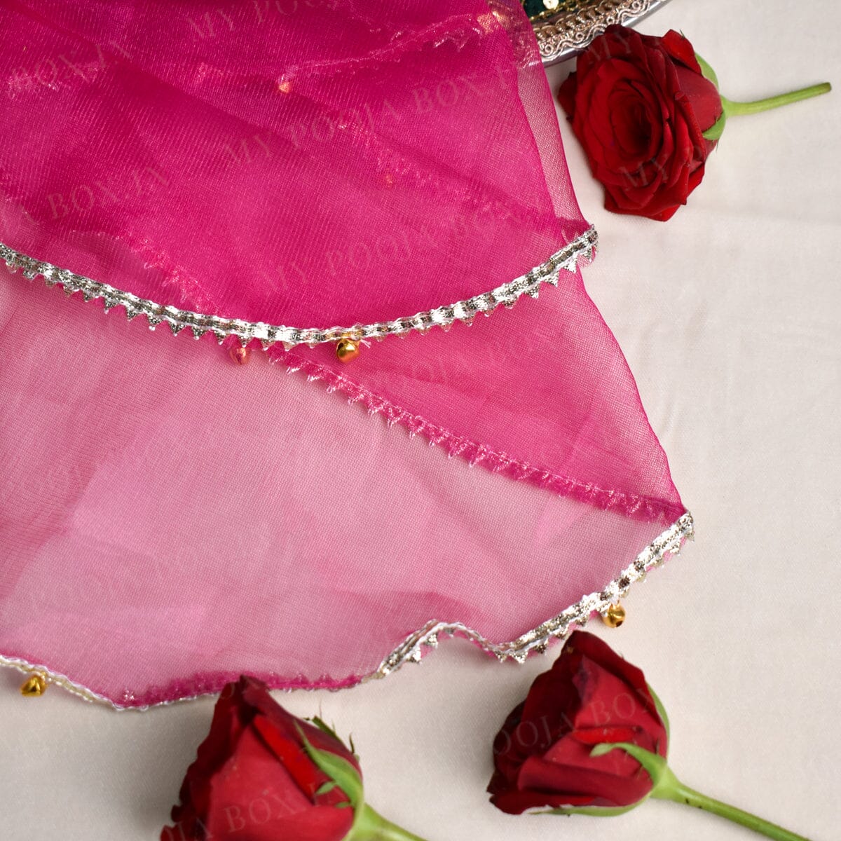 Royal Pink Gota Patti Thali Cover