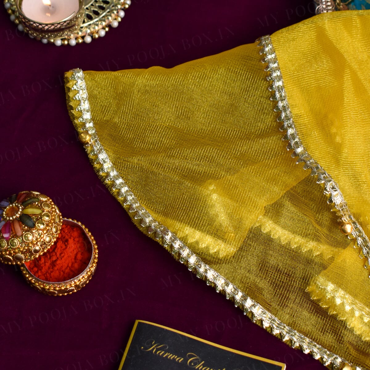 Charming Yellow Gota Patti Thali cover