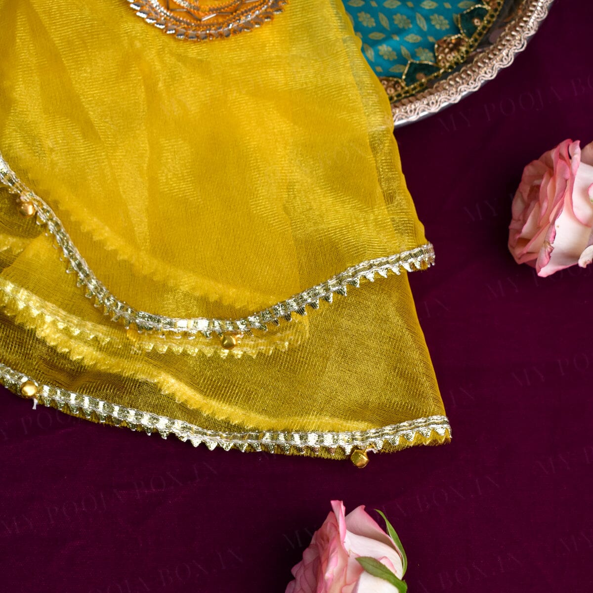 Charming Yellow Gota Patti Thali cover