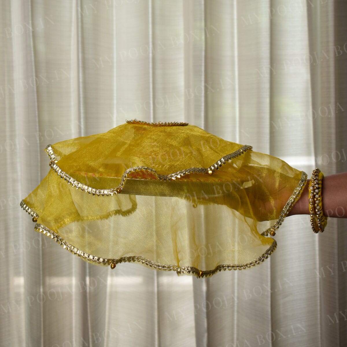 Charming Yellow Gota Patti Thali cover