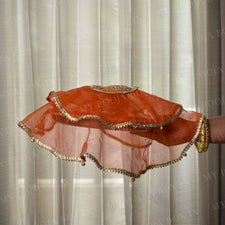 Orange Gota Patti Thali Cover