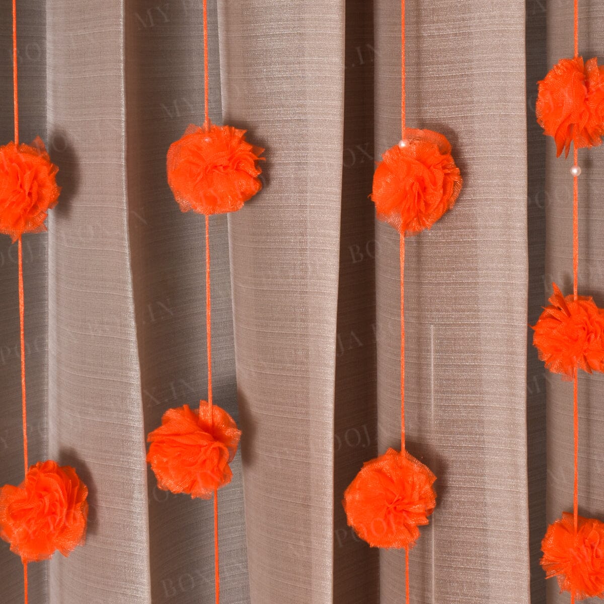 Orange Floral PomPom Backdrop Door Hanging Set Of 5