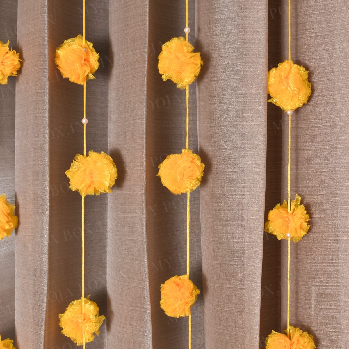 Yellow Floral PomPom Backdrop Door Hanging Set Of 5
