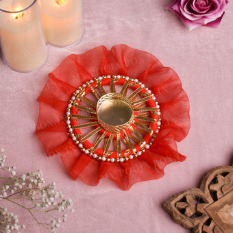 Red Daisy Decorative T-light Holder