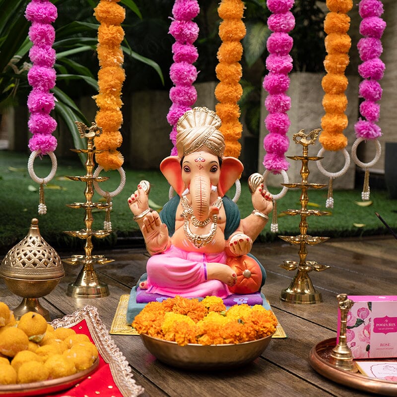 1.2FEET Eco-Friendly Maheshwaram Feta Ganpati | Plant-A-Ganesha